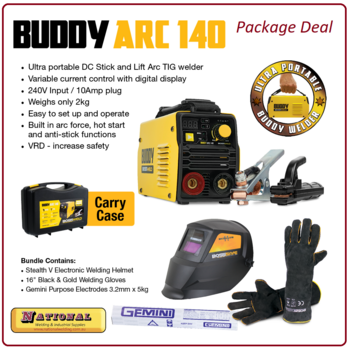 Buddy-Arc 140 DC Stick / Lift Tig welder Package Deal Bossweld 633110BUNDLE