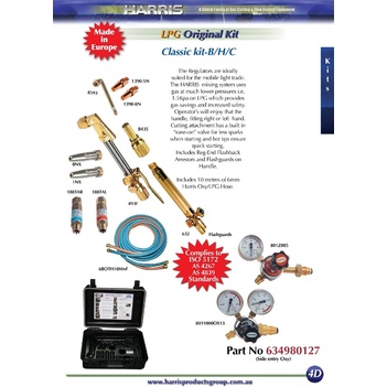 Harris Original Classic Kit Oxy/LPG Model 801 side entry regs for B/H/C 634980127