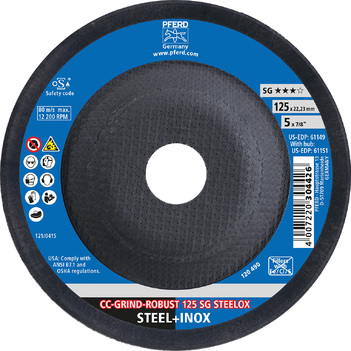 CC Grind Robust Grinding Disc 125mm SG Steelox Pferd 64195125-10 Pack of 10