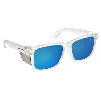 Safety Glasses Frontside Polarised Blue Revo Lens With Clear Frame 6513