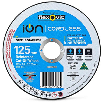 Steel & Stainless Cut Off Disc 125 x 1.0mm Flexovit - Ion Cordless 66253370633