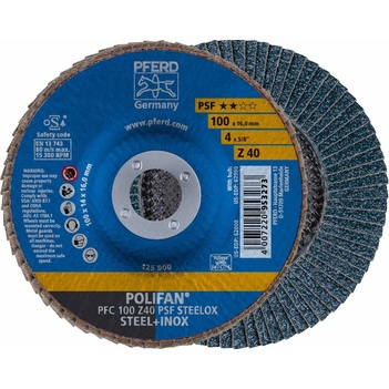Flap Disc Polifan 100mm 4" 40G GP Zirconia Inox Pferd 67764100 Pack of 5