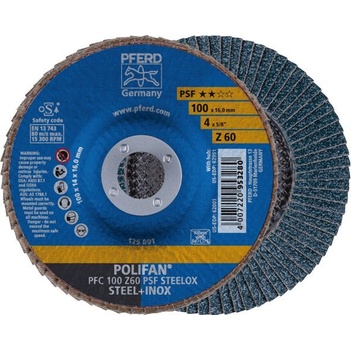 Polifan Flap Disc 100mm 4'' 60G GP Zirconia Inox 67766100 Pack of 5