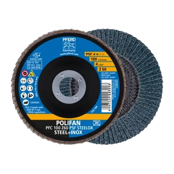 Polifan Flap Disc 100mm 4" 60G GP Zirconia Inox Pferd 67766100