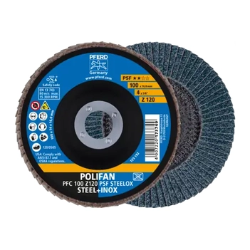 Flap Disc Polifan 100mm 4" 120G GP Zirconia Inox Pferd 67769100