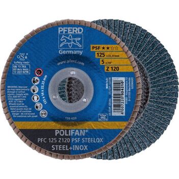 Polifan Flap Disc 125mm 5" 120G GP Zirconia Inox Pferd 67769125-10 Pack of 10
