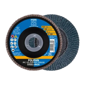 Polifan Flap Disc 125mm 5" 120G GP Zirconia Inox Pferd 67769125