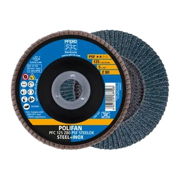 Polifan Flap Disc 125mm 5" 80G GP Zirconia Inox Pferd 67770128-10 Pack of 10