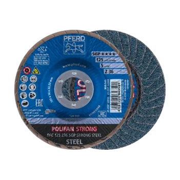 POLIFAN Flap Discs PFC 125 x 22.23 mm conical Z36 Zirconia SGP Strong Steel 67788025 Each 
