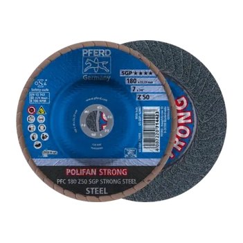 POLIFAN STRONG Flap Disc PFC 180 x 22.23 mm conical Z50 SGP STEEL for steel 67788180