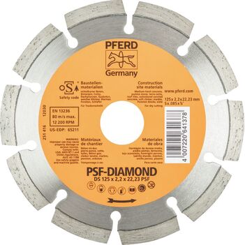 Diamond Cut-Off Wheel Segmented Type General Purpose DS125 X 1.6 X 22.23 PSF Pfred 68300045 - Pack of 1