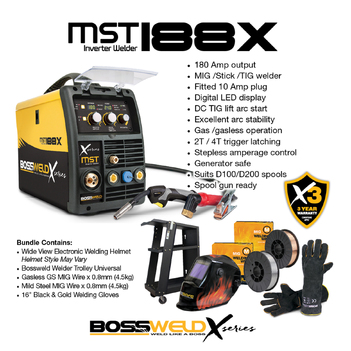 188X Mig/ Stick/ Tig Welder Package Bossweld 699188BUNDLE