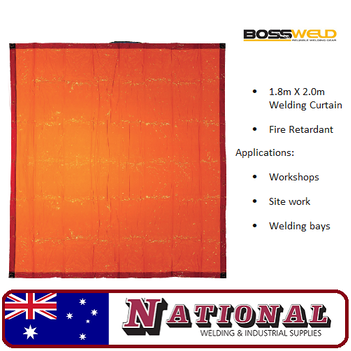 Welding Curtain / Screen 1.8 Metres X 2.0 Metres Orange  Bossweld 700108