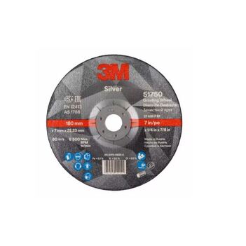 Silver Depressed Centre Grinding Wheel 180x 7x 22.23mm 3M 7100141096 Each