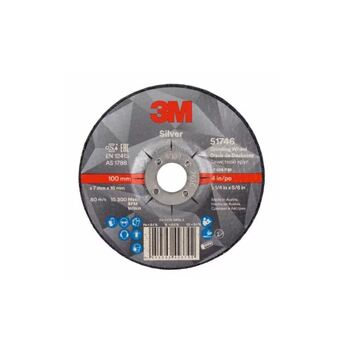 Silver Depressed Centre Grinding Wheel 100 x 7 x 16mm 51746 3M 7100141123 Each
