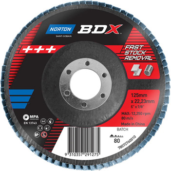 Flap Disc 125mm (5") 80 Grit BDX P80 Norton 78072760010