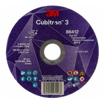 Cubitron™ 3 Cut-Off Wheel 125 x 1 x 22.23 mm 60+, T41 86647 Each