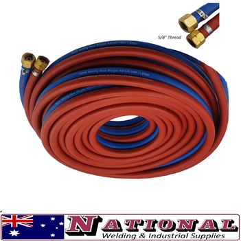 Harris Oxy / Acetylene 15 Metres 8mm Twin Hose With Fittings 8RBTH15MF