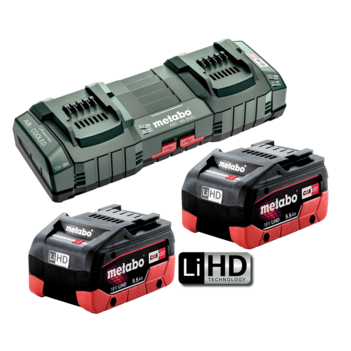 5.5 Ah  x 2 LiHD Battery and ASC 145 DUO Fast Charger Kit Metabo AU62738105