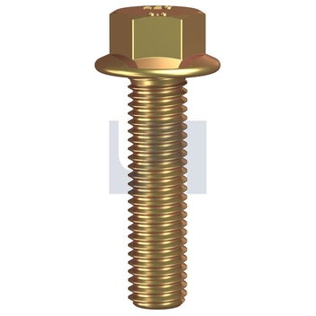 Zinc Yellow Passivate Finish Flanged Hex Bolt No Serr AF08 Class 8.8 Metric Hobson