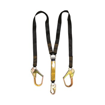 B-Safe Shock Absorbing Twin Lanyard with Webbing and Snap/Scaffold Hooks - 2m 50KG-140G  BL04222HD