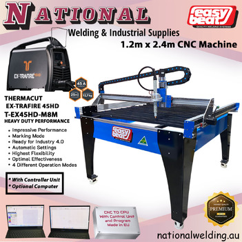 CNC Plasma Machine With Thermacut Plasma Cutter 45HD EX45HD-M8M P/N CNC1.2MX2.4MCUT45HD