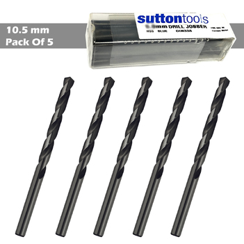 Drill D102 10.5mm Jobber DIN338 HSS BLU Sutton Tools D1021050 Pack of 5