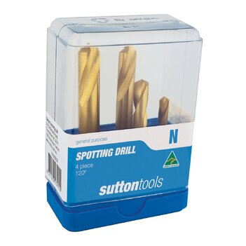 Spotting Drill Set D176 120° HSS-Co 6,8,10 & 12mm Sutton Tools D1760004 SET 4 Pce