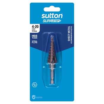 Drill D505 Step HSS-TiAIN SPR-FL Supastep 4-20mm 9-Step Sutton Tools D50543009