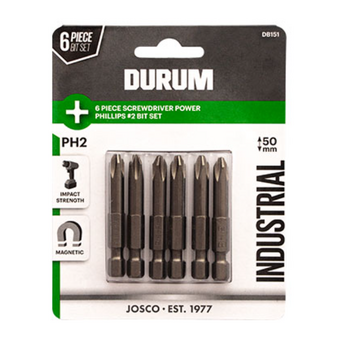 6 Piece Screwdriver Power Phillips 50mm Bit Set Durum DB151