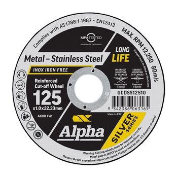 Cutting Disc 125 x 1.0mm Silver Series x 100 Pack Bonus Sterling Nighthawk Alpha GCDSS12510-100NH main image