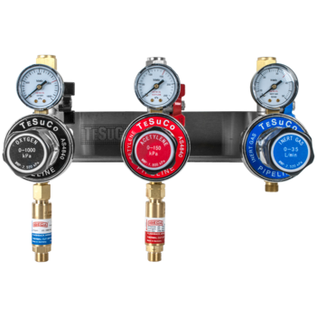 Regulated Outlet Point Triple Oxy / Acetylene / Flow Gauge FBA, Isolation, 1/2" Comp