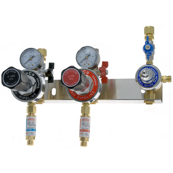 Regulated Outlet Point Triple Oxygen / LPG / Flow Gauge FBA, Isolation, 1/2" Comp