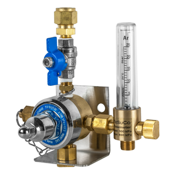 Regulated Twin Outlet Point Inert Gas Set Pressure with 0 - 25 L/min Flowmeter Tesuco GOPRTFM