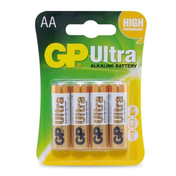 Battery Ultra Alkaline 1.5V Size AA Card of 4 Batteries GP15AUC4
