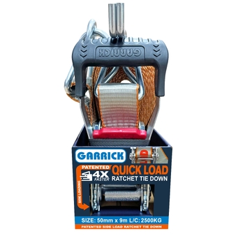 Quick Load Ratchet Tie Down 50MM X 9M X 2500KG Garrick Herbert GQLRTD-50MM Pack of 1