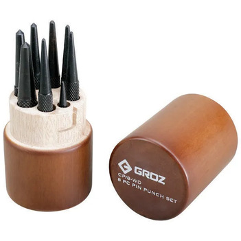 Centre Punch Set 8 Piece In Round Wooden Case Groz GZ-25120