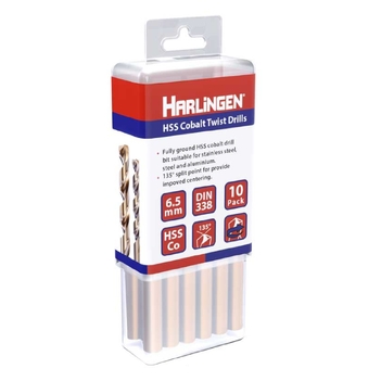 1.6mm HSS Straight Shank Twist Drill Pack of 10 Harlingen H-11-008-LC037-P