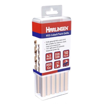 6.5mm HSS Straight shank Twist Drill Pack of 10 Harlingen H-11-008-LC100-P