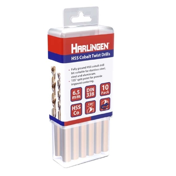 9mm HSS Straight Shank Twist Drill Pack of 5 Harlingen H-11-008-LC125-P
