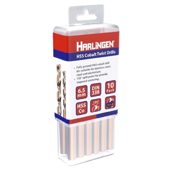 10mm HSS Straight Shank Twist Drill Pack of 5 Harlingen H-11-008-LC135-P