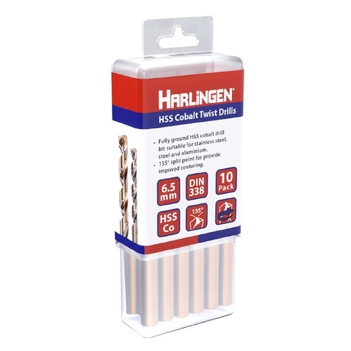 10.5mm HSS Straight Shank Twist Drill Pack of 5 Harlingen H-11-008-LC140-P