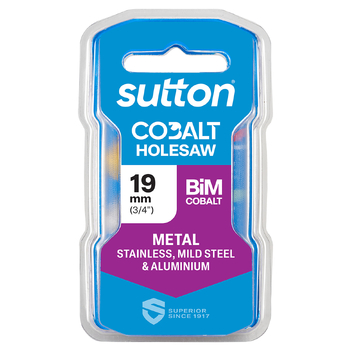 Holesaw H125 Bi-Metal Cobalt HD-Cobalt Hangpack 19mm Sutton Tools H1250190