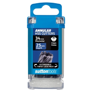 H180 Annular Cutter M2AI HSS-TiAIN 25mm Depth 34mm Sutton Tools H1800340