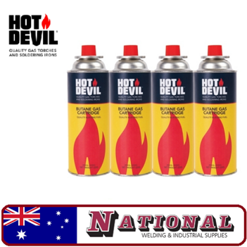 Butane Gas Canisters Hot Devil HD200C - 4 Pack