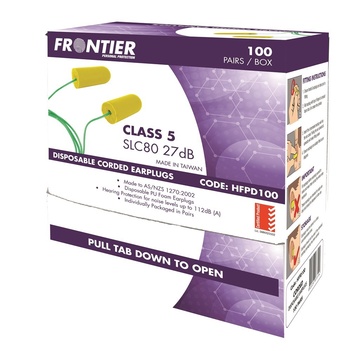 Frontier Disposable Corded Earplugs Class 5