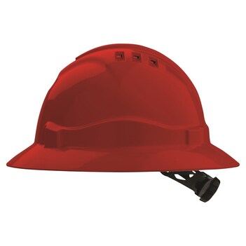 V6 Hard Hat Vented Full Brim Ratchet Harness Red HHV6FB-R