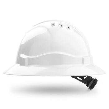 Hard Hat V6 Vented Full Brim With Ratchet Harness White HHV6FB-W