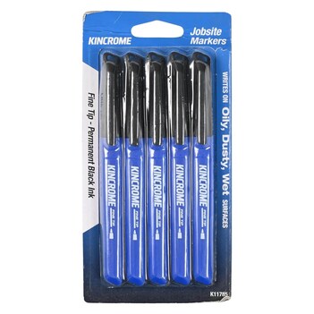 Permanent Marker Fine Tip 5 Pack Black Kincrome K11785