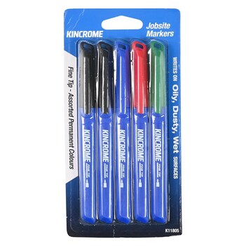 Permanent Fine Tip Marker 5 Pack Assorted Colours Kincrome K11805